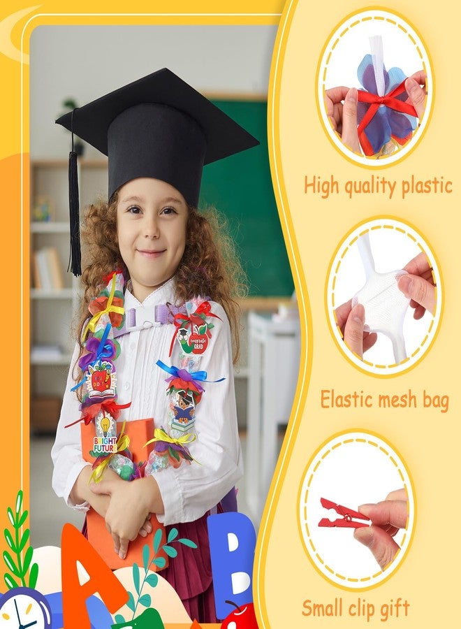 Feifeiya Preschool Graduation Candy Lei 2025 Making Kit Include 288Pcs Flower 6 Pcs Mesh Bag 3 Rolls of Ribbon 48Pcs Card 60Pcs Wooden Clamps Bulk for Kindergarten Party Supplies Gift Craft - Image 4